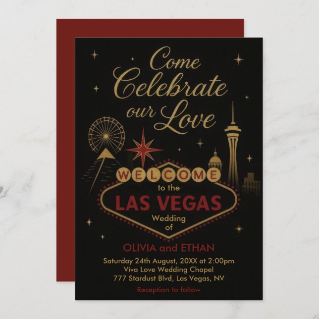 Las Vegas Wedding Invitation (Front/Back)