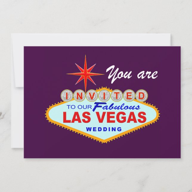 Las Vegas Wedding Invitation PURPLE (Front)
