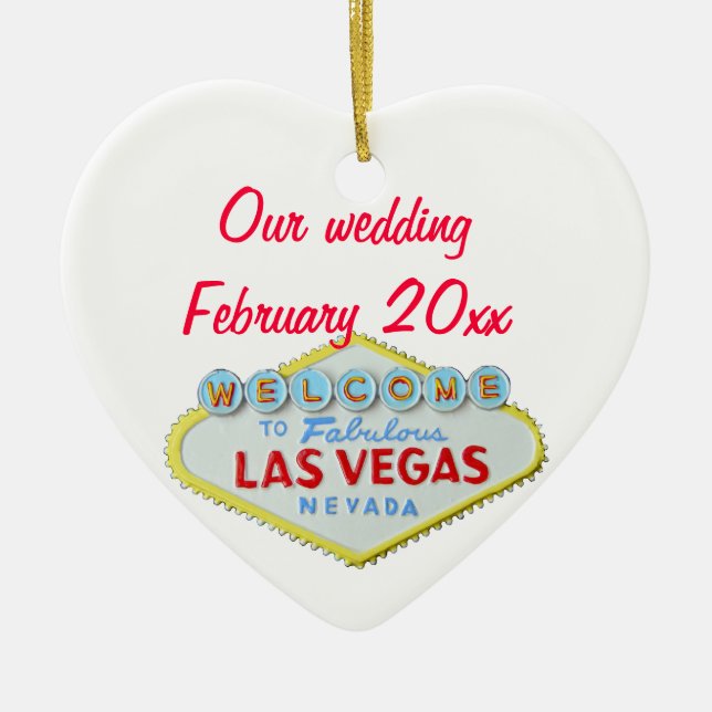 Las Vegas Wedding Memento Ceramic Ornament (Front)