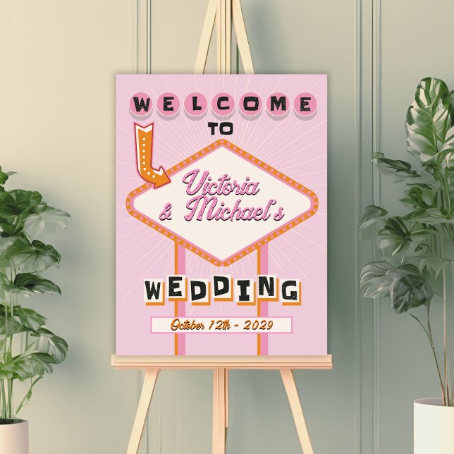 Las Vegas Wedding Mod Retro Welcome Sign (Creator Uploaded)