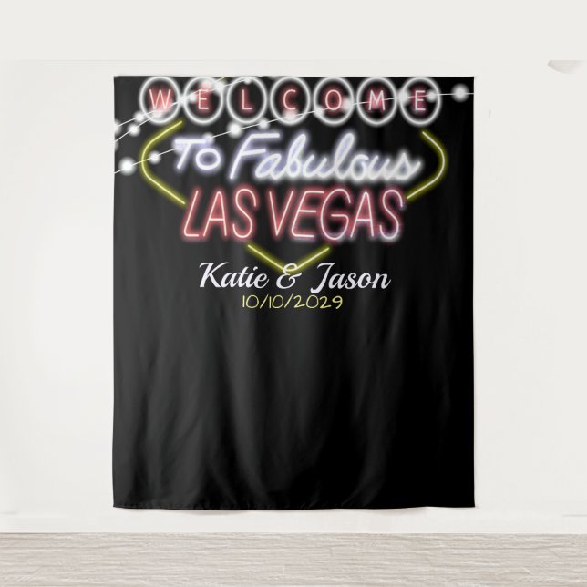 Las Vegas Wedding Photo Booth Reception Backdrop Tapestry (Front)