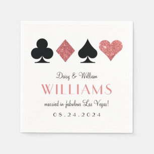 Las Vegas Wedding Pink and Black Cocktail Napkin
