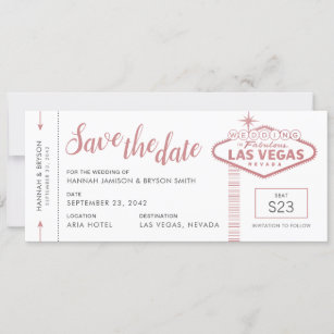 Las Vegas Wedding Plane Ticket Save the Date Card