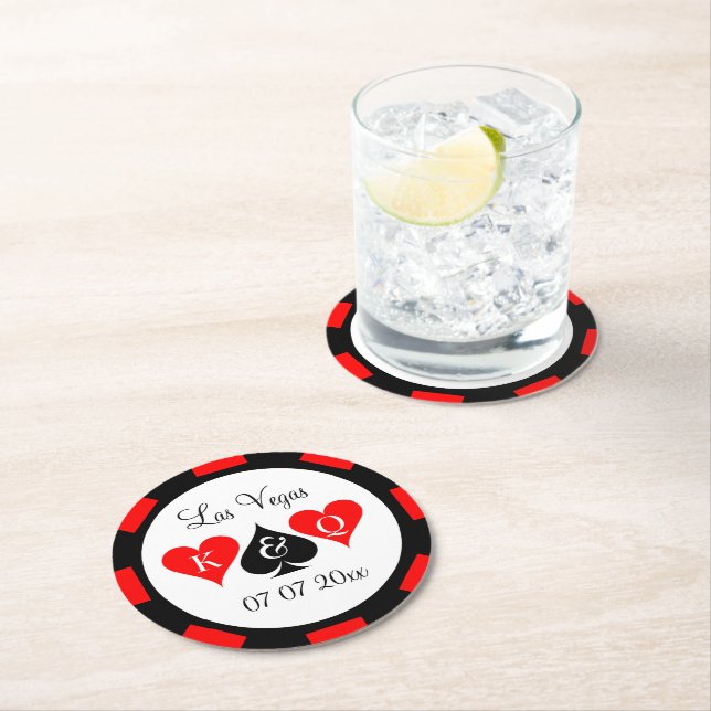 Las Vegas wedding poker chip custom drink coasters (Insitu)