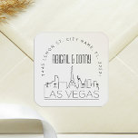 Las Vegas Wedding | Pre-Addressed Envelope Seal<br><div class="desc">Save time and make an impression while sending out your wedding invitations. These pre-addressed envelope seal stickers present themselves in an elegant yet modern deco-themed style and feature an illustration of the city of Las Vegas and its unique skyline. The neutral colours are suitable to complement a variety of wedding...</div>
