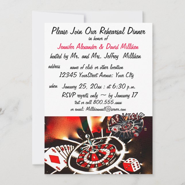 Las Vegas Wedding Rehearsal Dinners Invitation (Front)
