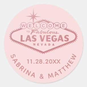 Las Vegas Wedding Rose Gold Pink Classic Round Sticker