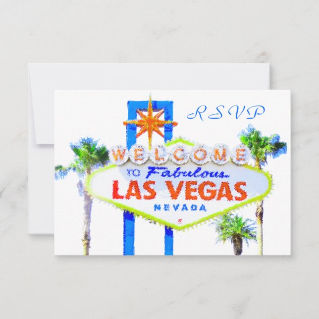 Las Vegas Wedding RSVP cards with envelopes (Front)