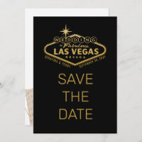 Las Vegas Wedding Save the Date Photo Black Gold