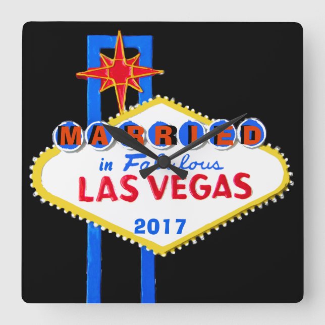 Las Vegas Wedding Souvenir Square Wall Clock (Front)