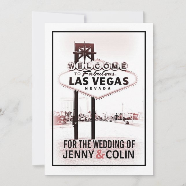 Las Vegas Wedding Vintage Romantic Invites (Front)