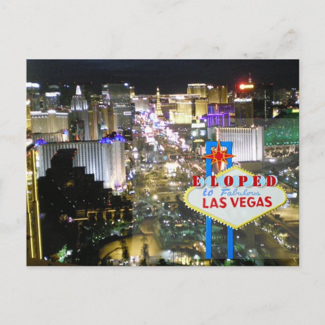 Las Vegas Wedding We Eloped Announcement Postcard (Front)