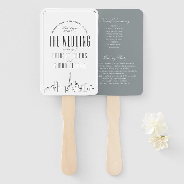 Las Vegas Wedding | Wedding Program Hand Fan (Front and Back)