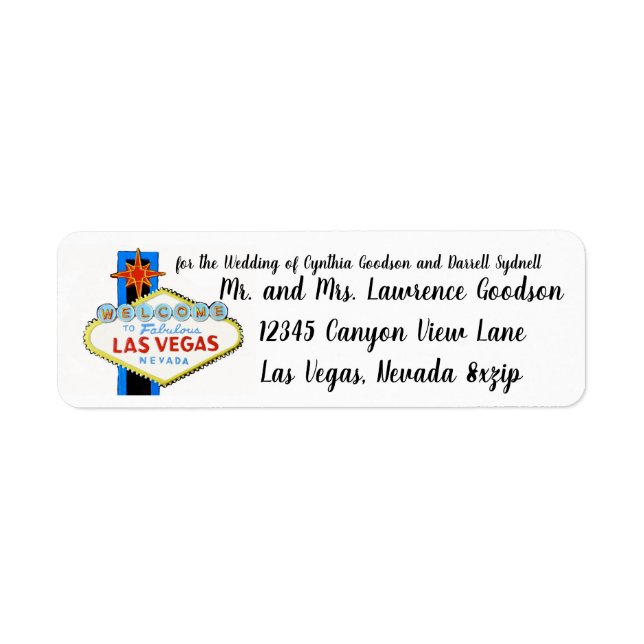 Las Vegas Weddings and Celebrations Return Address Label (Front)