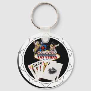 Las Vegas Welcome Sign Black Poker Chip Key Ring