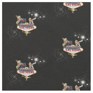Las Vegas Welcome Sign On Starry Background Fabric