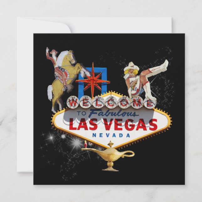 Las Vegas Welcome Sign On Starry Background Invitation (Front)