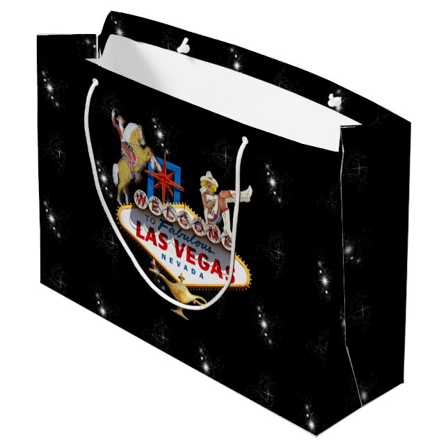 Las Vegas Welcome Sign On Starry Background Large Gift Bag (Back Angled)