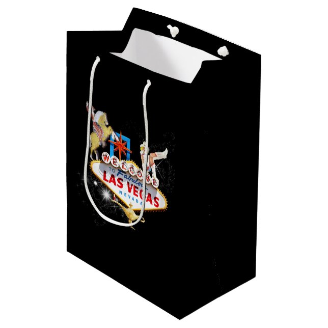 Las Vegas Welcome Sign On Starry Background Medium Gift Bag (Front Angled)