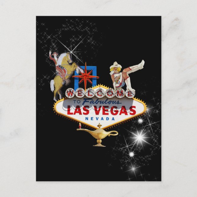 Las Vegas Welcome Sign On Starry Background Postcard (Front)