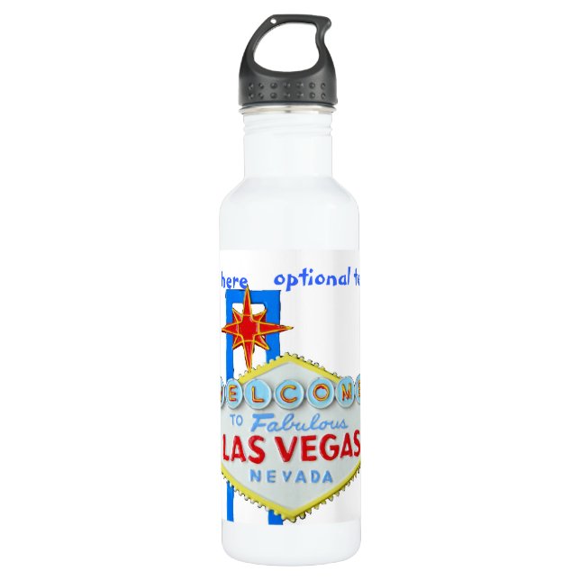 Las Vegas Welcome Sign on White 710 Ml Water Bottle (Front)