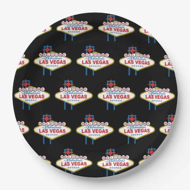 Las Vegas Welcome Sign Paper Plate (Front)