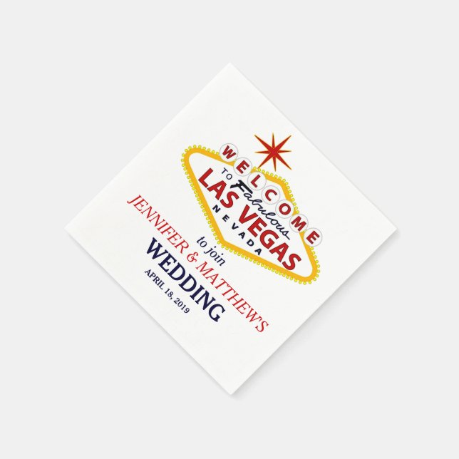 Las Vegas Welcome Sign Personalised Wedding Napkin (Corner)
