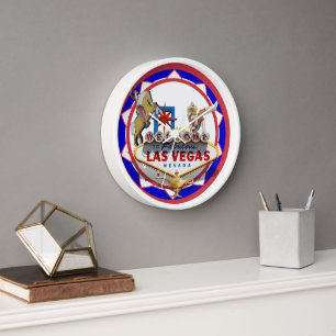 Las Vegas Welcome Sign Poker Chip Clock