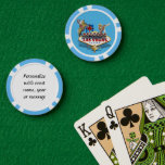 Las Vegas Welcome Sign Poker Chips<br><div class="desc">* The fabulous Welcome Sign with popular icons - a real Gamblers Delight ! * Nice as a parting gift, wedding reception gifts or Las Vegas personalised Wedding gift for your wedding crew. * Poker chips have nine colour options. * Choose font style, colour and size of text for personalising...</div>