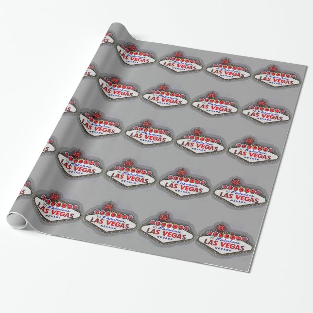 Las Vegas Welcome Sign Silver Grey Wrapping Paper (Unrolled)