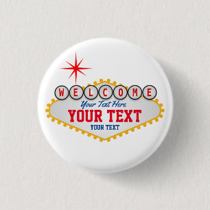 Las Vegas Welcome Sign Your Text  3 Cm Round Badge