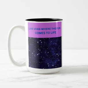 Las Vegas Where the Fun Comes to Life Purple Starr Two-Tone Coffee Mug