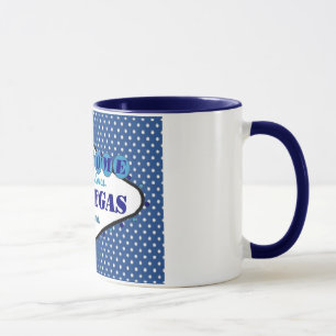 Las Vegas White Polka Dots, with Blue background Mug