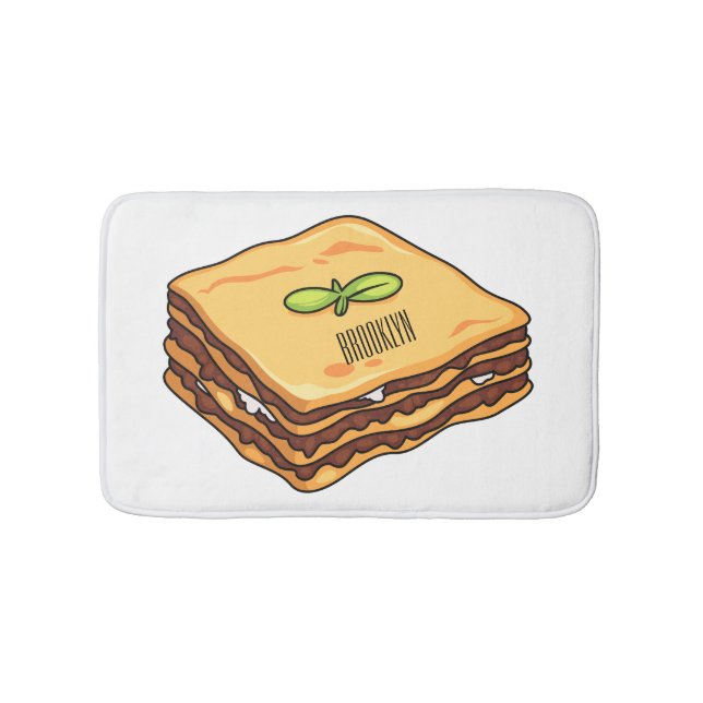 Lasagne cartoon illustration bath mat (Front)