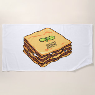 Lasagne cartoon illustration beach towel