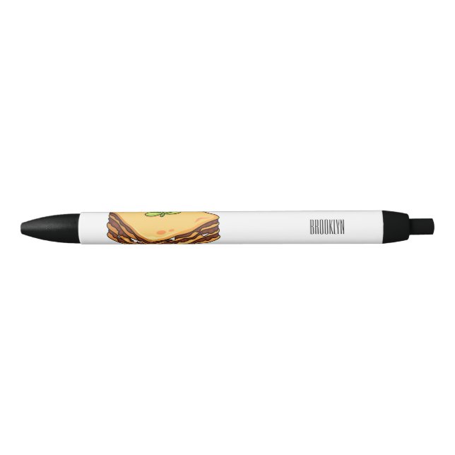 Lasagne cartoon illustration black ink pen (Front)