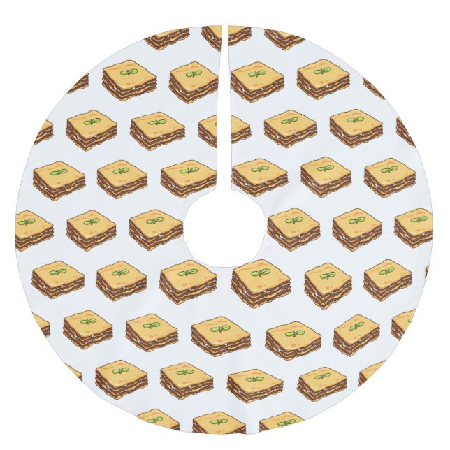 Lasagne cartoon illustration  brushed polyester tree skirt (Front)