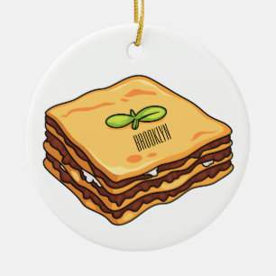 Lasagne cartoon illustration ceramic ornament