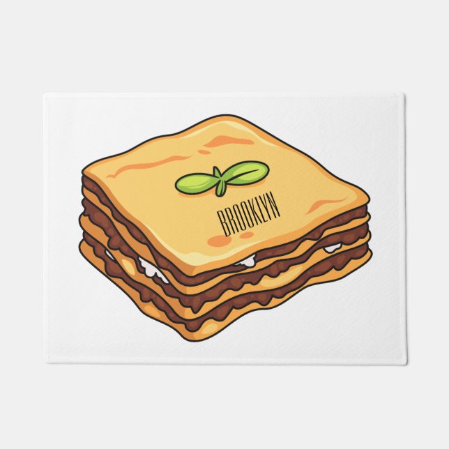 Lasagne cartoon illustration doormat (Front)