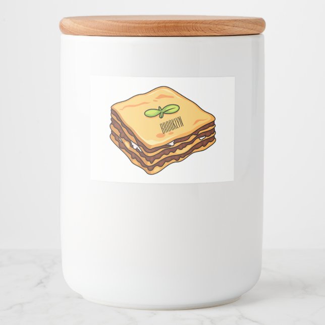 Lasagne cartoon illustration food label (Front)