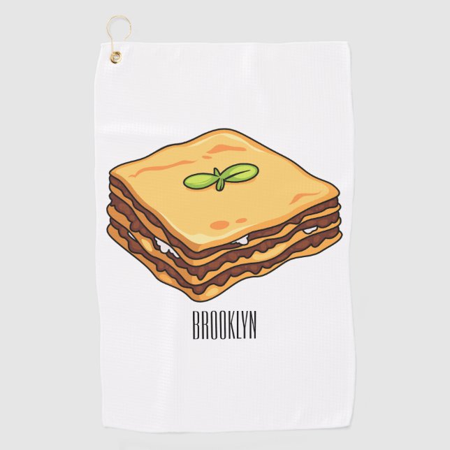 Lasagne cartoon illustration  golf towel (Front)