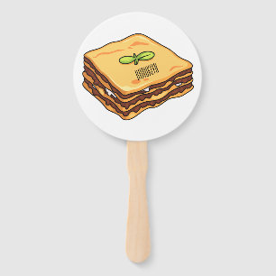 Lasagne cartoon illustration hand fan