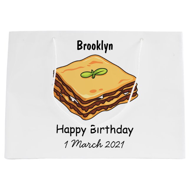 Lasagne cartoon illustration large gift bag (Front)