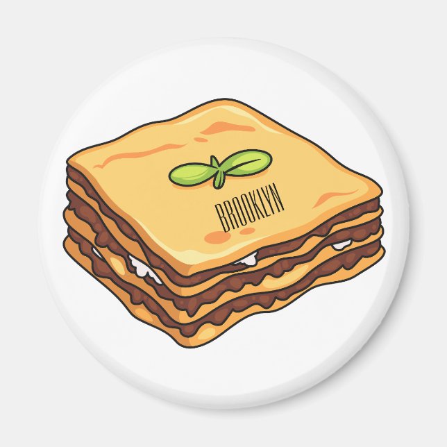Lasagne cartoon illustration  magnet (Front)