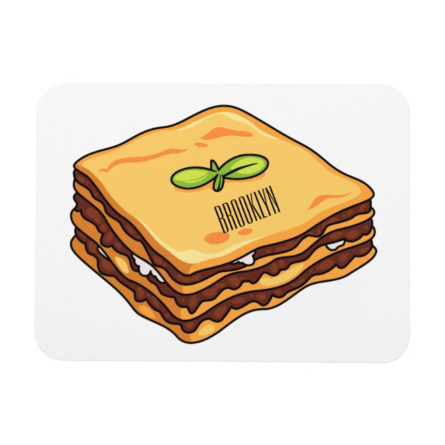 Lasagne cartoon illustration magnet (Horizontal)