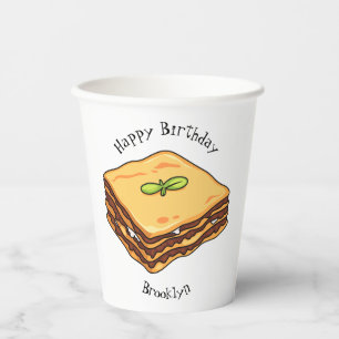 Lasagne cartoon illustration paper cups