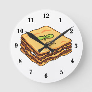 Lasagne cartoon illustration  round clock