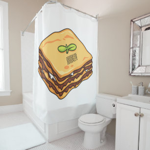 Lasagne cartoon illustration shower curtain