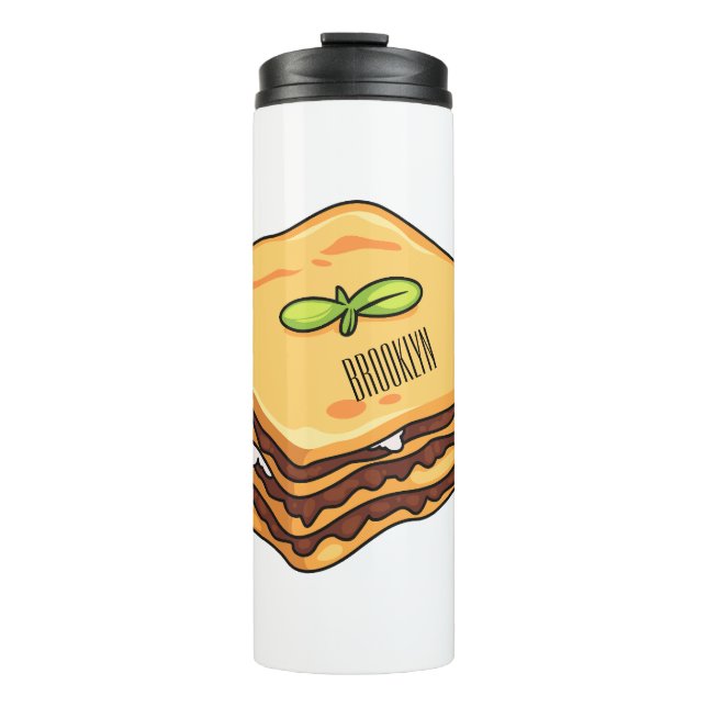 Lasagne cartoon illustration  thermal tumbler (Front)