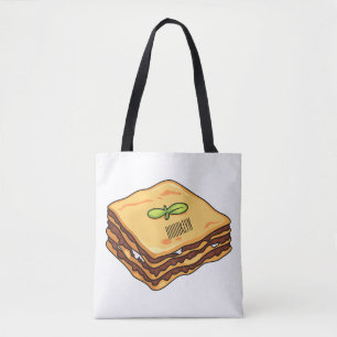 Lasagne cartoon illustration tote bag